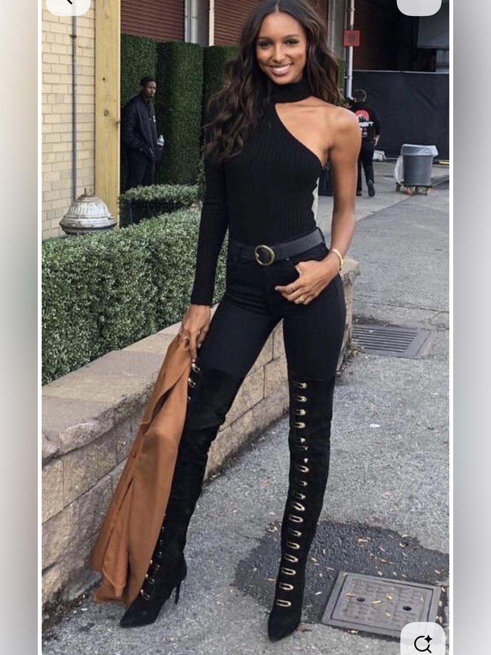 Asymmetrical One-Shoulder Black Skinny Jumpsuit